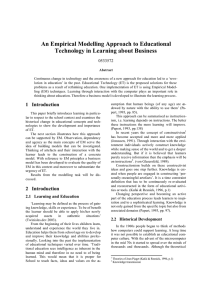 An Empirical Modelling Approach to Educational Technology in Learning about Business  0533572