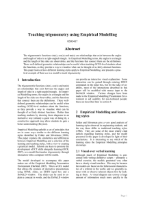 Teaching trigonometry using Empirical Modelling Abstract 0303417