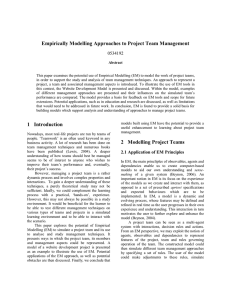 Empirically Modelling Approaches to Project Team Management 0534192