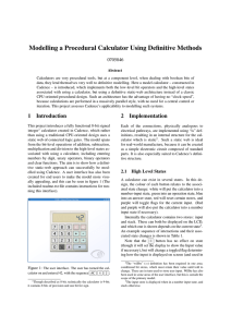 Modelling a Procedural Calculator Using Definitive Methods 0705846