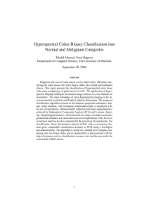 Hyperspectral Colon Biopsy Classification into Normal and Malignant Categories