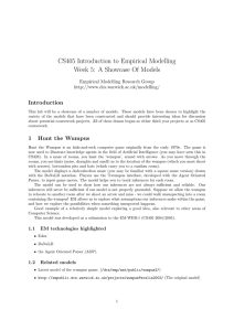CS405 Introduction to Empirical Modelling Week 5: A Showcase Of Models Introduction