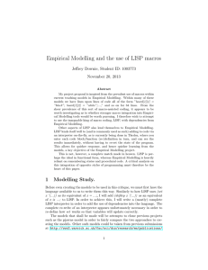 Empirical Modelling and the use of LISP macros November 20, 2013