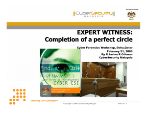 EXPERT WITNESS: Completion of a perfect circle Cyber Forensics Workshop, Doha,Qatar
