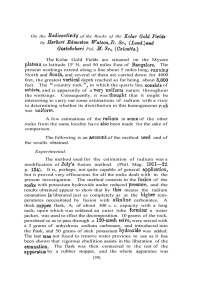 On the Radioactivity of the Rocks of the Kolar Gold... by Herbert Edmeston Watson, D. Sc., (Lond.) and