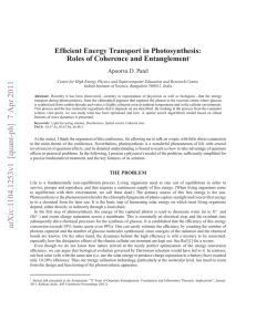 Efficient Energy Transport in Photosynthesis: Roles of Coherence and Entanglement