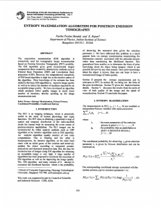 ENTROPY MAXIMIZATION ALGORITHM FOR POSITRON EMISSION TOMOGRAPHY