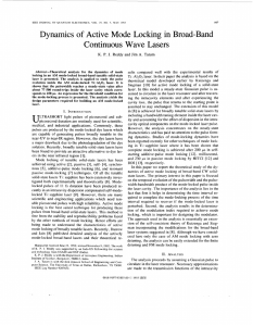 Dynamics of  Active Mode Locking in Broad-Band Continuous Wave Lasers P.