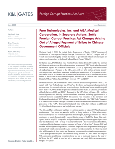 Foreign Corrupt Practices Act Alert Faro Technologies, Inc. and AGA Medical