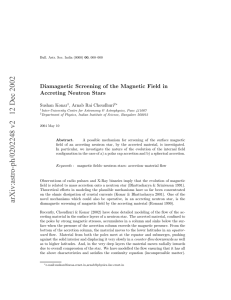 Diamagnetic Screening of the Magnetic Field in Accreting Neutron Stars Sushan Konar