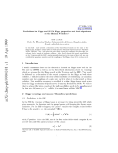 CTS-IISc/5/99 hep-ph/9904381 Predictions for Higgs and SUSY Higgs properties and their signatures