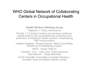 WHO Global Network of Collaborating Centers in Occupational Health