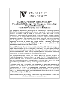 FACULTY POSITION IN IMMUNOLOGY Department of Pathology, Microbiology and Immunology