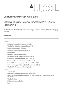 Internal Quality Review Timetable 2013-14 to 2018-2019 Quality Review Framework Annex 6.2.1: