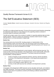 The Self Evaluative Statement (SES) Quality Review Framework Annex 6.2.2: