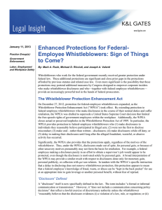 Enhanced Protections for Federal- Employee Whistleblowers: Sign of Things to Come?