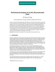 3D Numerical Analysis of an ACL Reconstructed Knee  J