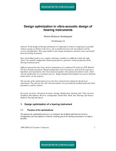Design optimization in vibro-acoustic design of hearing instruments Morten Birkmose Søndergaard