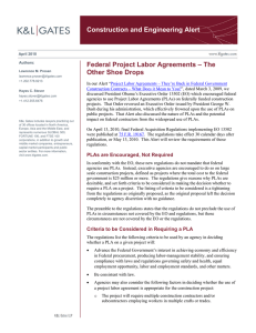 Construction and Engineering Alert Federal Project Labor Agreements – The