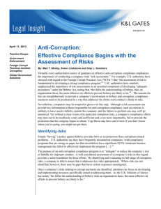 Anti-Corruption: Effective Compliance Begins with the Assessment of Risks