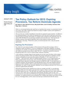 Tax Policy Outlook for 2012: Expiring Provisions, Tax Reform Dominate Agenda
