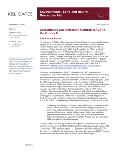 Environmental, Land and Natural Resources Alert Greenhouse Gas Emission Control: BACT to