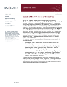 Corporate Alert Update of BaFin's Issuers' Guidelines