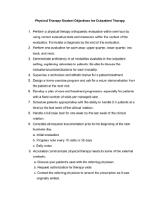Physical Therapy Student Objectives for Outpatient Therapy
