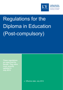 Regulations for the Diploma in Education (Post-compulsory)