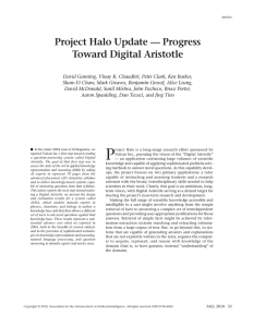 Project Halo Update — Progress Toward Digital Aristotle