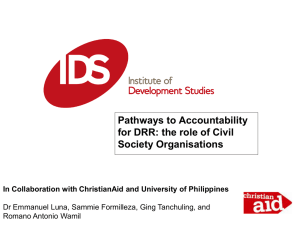 Pathways to Accountability for DRR: the role of Civil Society Organisations
