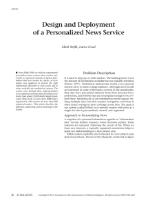 Design and Deployment of a Personalized News Service Problem Description