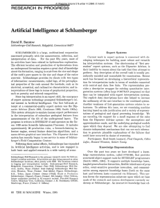 Artificial  Intelligence  at Schlumberrrer RESEARCH IN  PROGRESS
