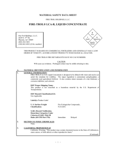 FIRE-TROL® LCA-R, LIQUID CONCENTRATE MATERIAL SAFETY DATA SHEET