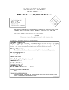 FIRE-TROL® LCG-F, LIQUID CONCENTRATE MATERIAL SAFETY DATA SHEET