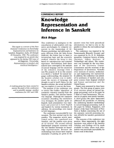 Knowledge Representation ancl Inference  in  Sanskrit