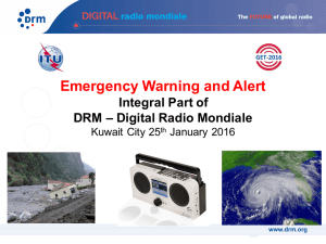 Emergency Warning and Alert Integral Part of DRM – Digital Radio Mondiale