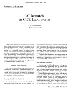 AI  Research at  GTE  Laboratories GTE  Laboratories