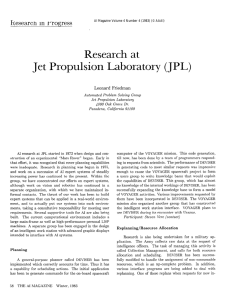 Research  at Jet  Propulsion Laboratory (JPL)