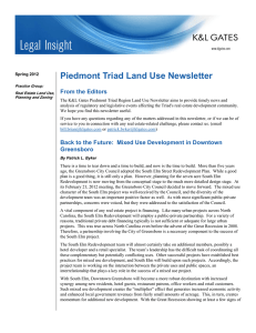Piedmont Triad Land Use Newsletter From the Editors