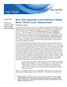 New York Appellate Court Clarifies Fidelity Bond “Direct Loss” Requirement