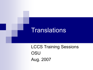 Translations LCCS Training Sessions OSU Aug. 2007