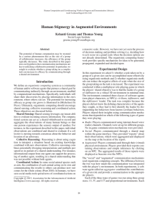 Human Stigmergy in Augmented Environments Kshanti Greene and Thomas Young