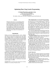 Optimising Plans Using Genetic Programming C. Henrik Westerberg and John Levine