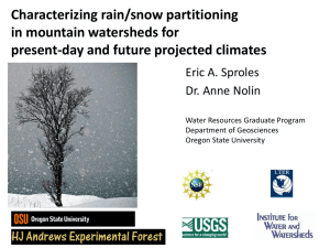 Characterizing rain/snow partitioning in mountain watersheds for present-day and future projected climates