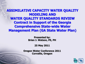 ASSIMILATIVE CAPACITY WATER QUALITY MODELING AND WATER QUALITY STANDARDS REVIEW