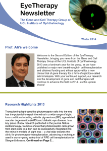 EyeTherapy Newsletter Prof. Ali’s welcome The Gene and Cell Therapy Group at