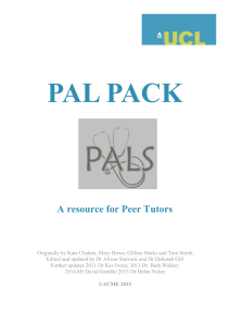 PAL PACK  A resource for Peer Tutors