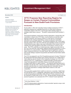 Investment Management Alert CFTC Proposes New Reporting Regime for