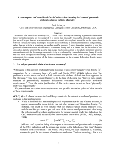 A counterpoint to Cermelli and Gurtin’s citeria for choosing the... dislocation tensor in finite plasticity